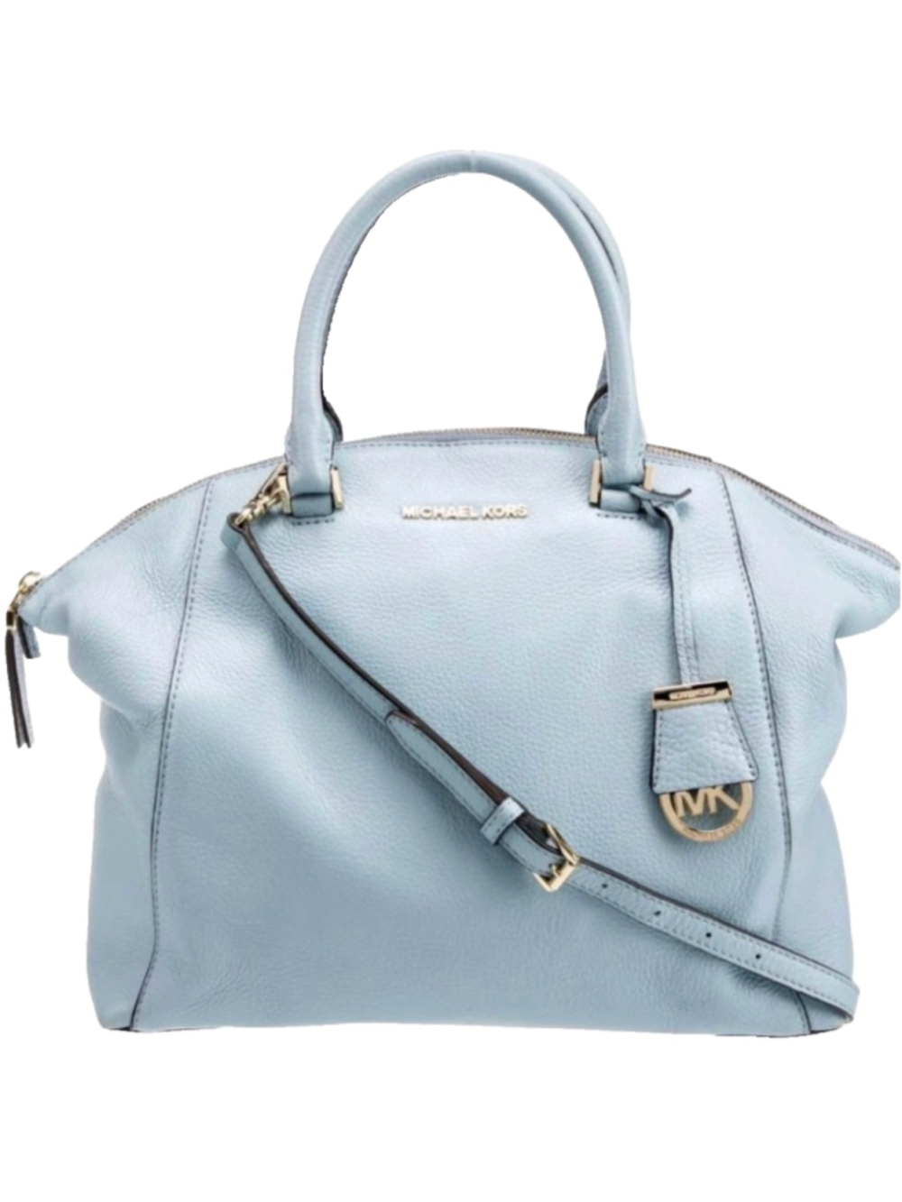 Michael Kors Large Riley Handbag Light Blue Pebble Leather $348